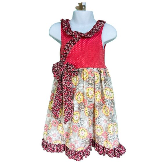 Hippo Hula Girls Mixed Print Floral Dress Size 5 - Picture 1 of 8